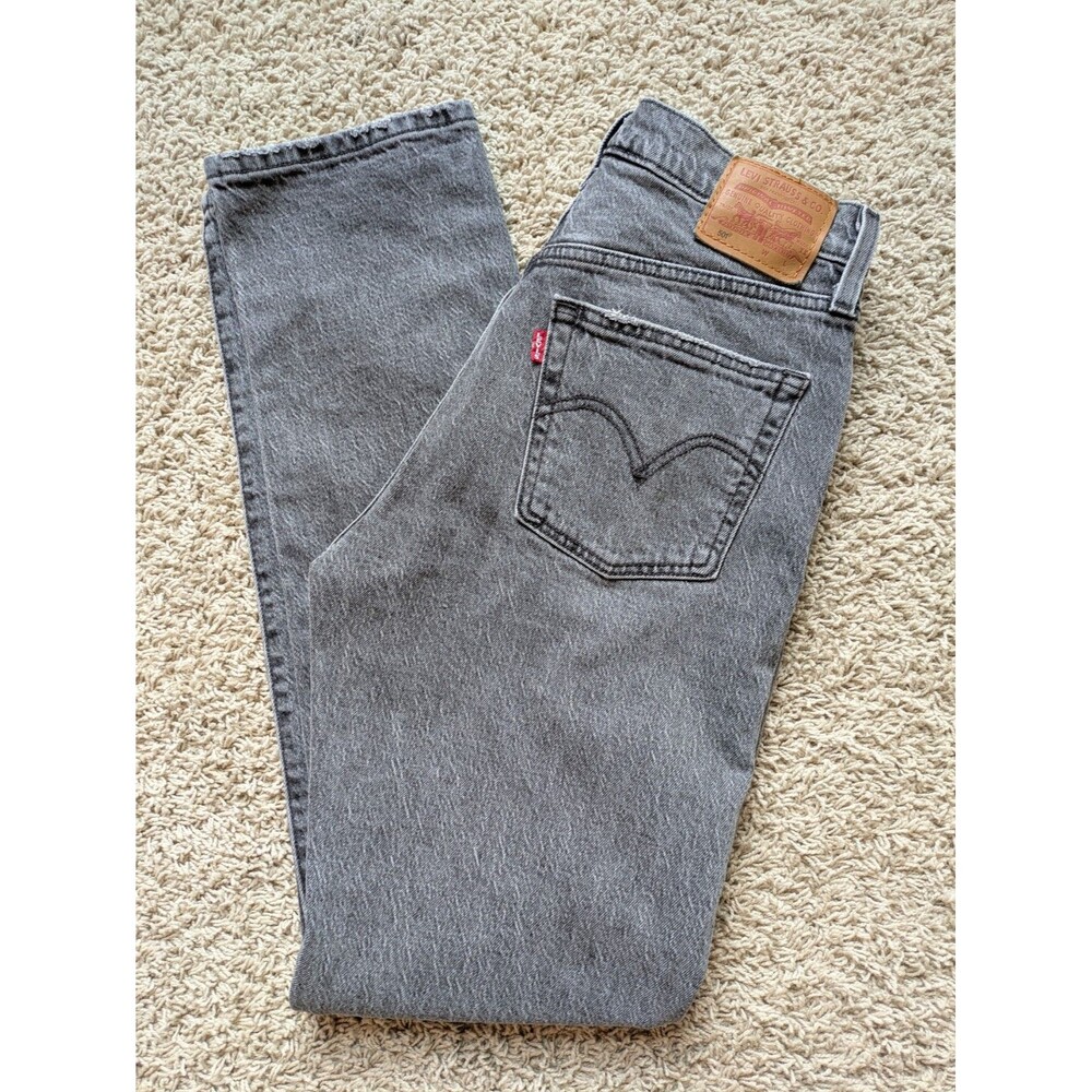 Women’s 501 Levi’s Jeans Denim Pants 27x32 Light Black Wash Button Fly